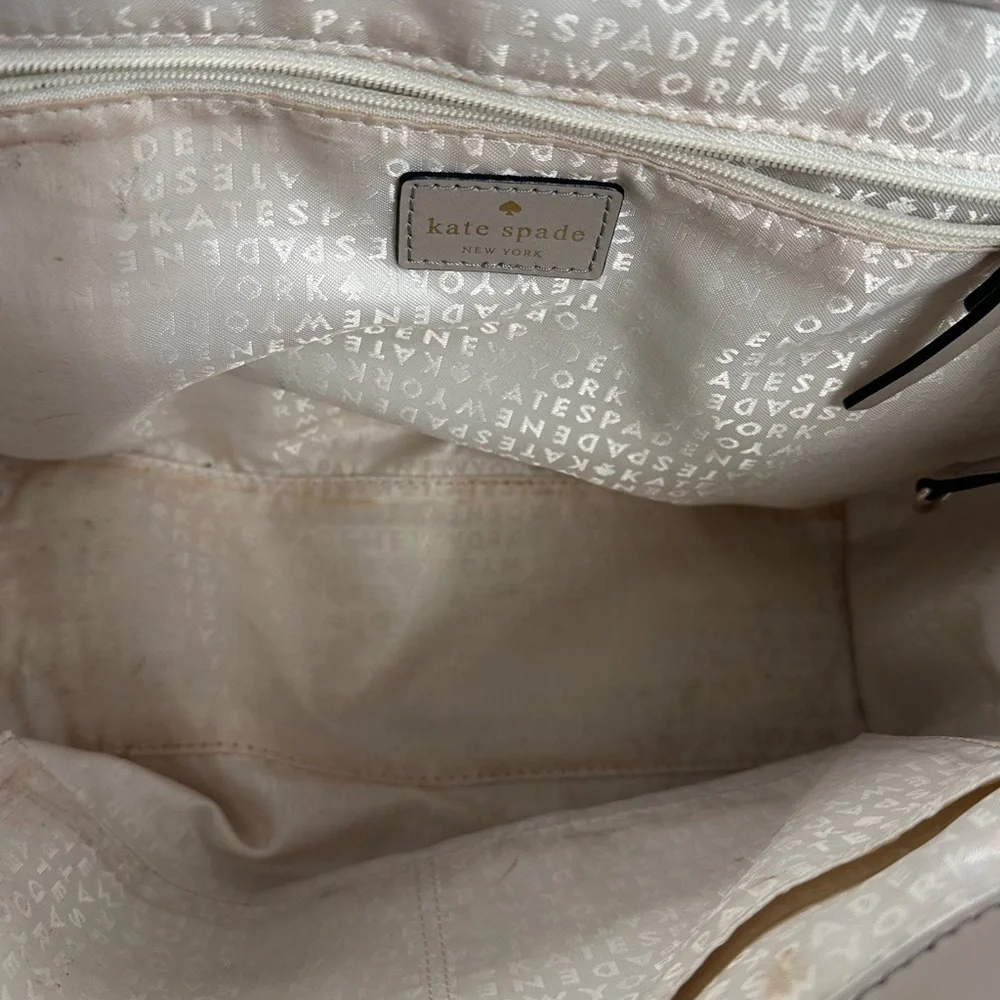 Kate Spade New York Light Gray Leather Top Handle Satchel Crossbody